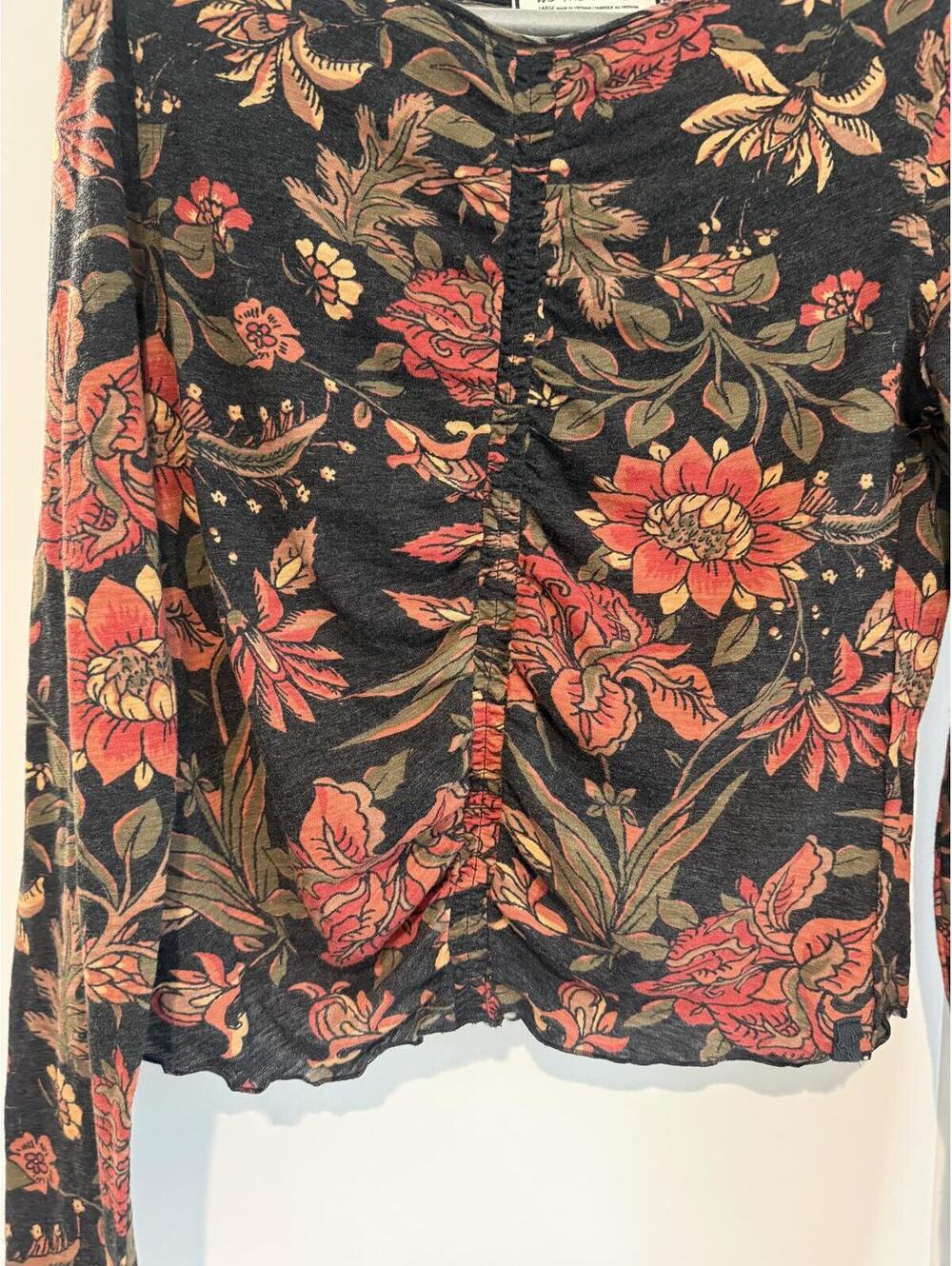 We The Free Floral Long Sleeve Ruched Top Large - Picture 5 of 7